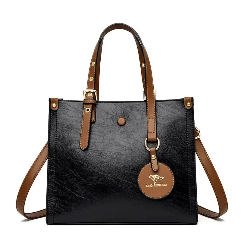 NobleGrace Soft Leather Luxury Handbag Women Triple Layer Tote Large Capacity Shoulder And Crossbody Bag