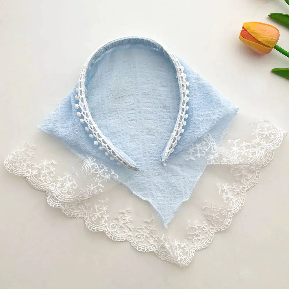 French Chic Alice White Lace Triangle Hair Wrap Silk And Chiffon Elegant Hair Accessory For All Occasions