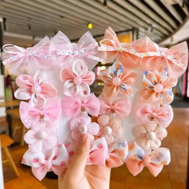 Floral Bow Baby Hairclip Set - Simples Market