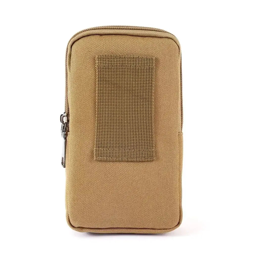 Simples Market tan belt pouch phone holster with MOLLE patch, compact tactical waist bag