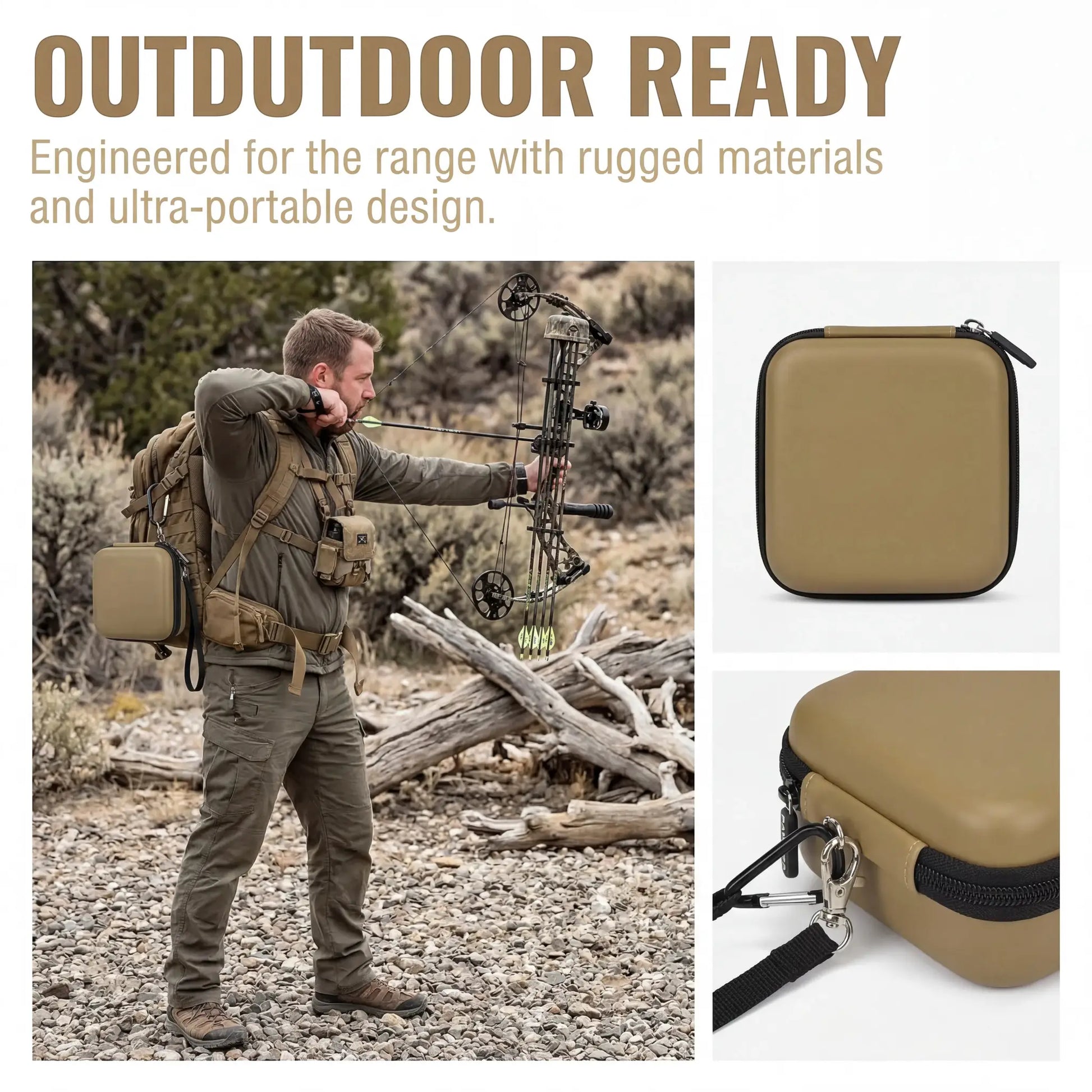 Storage bag case for Garmin Xero C1 Pro/Xero C2 Chronograph, tan rugged organizer (case only)