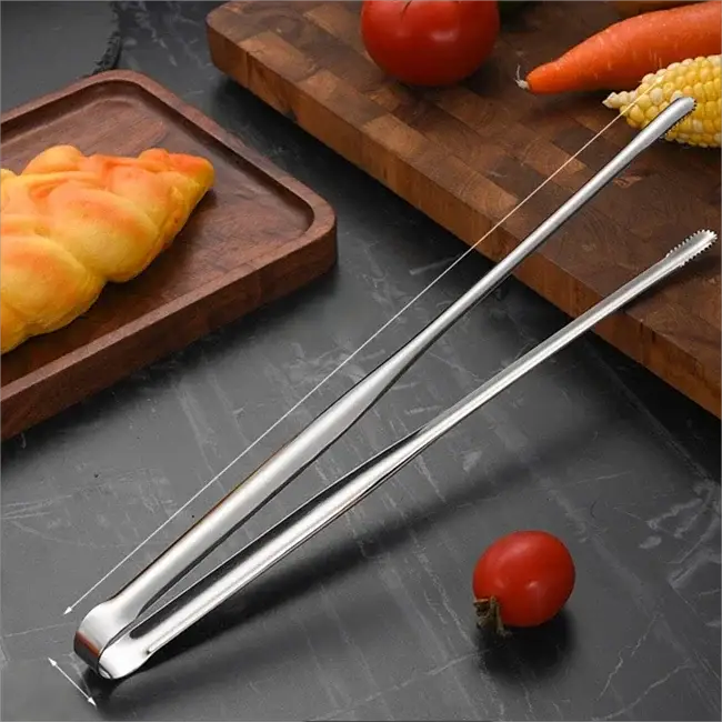 Super Grip Non Slip Kitchen Tongs Wide Tip Stainless Steel Design For Effortless Cooking Grilling And Serving