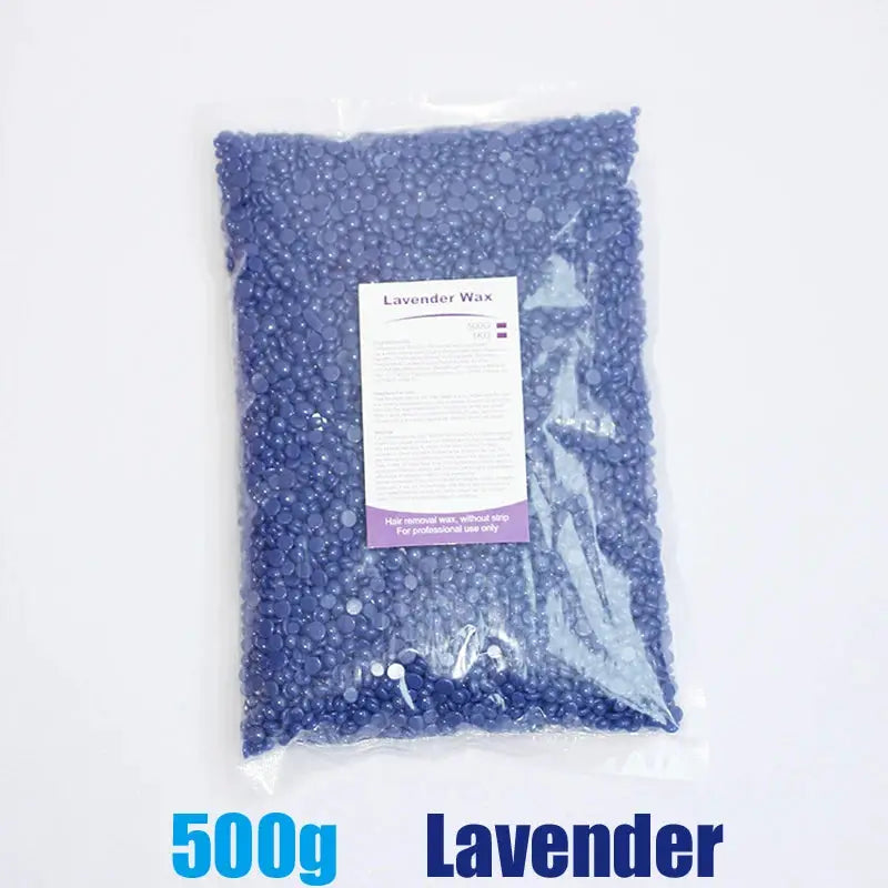 Lavender hard wax beads 500g bag for hair removal, suitable for wax warmer