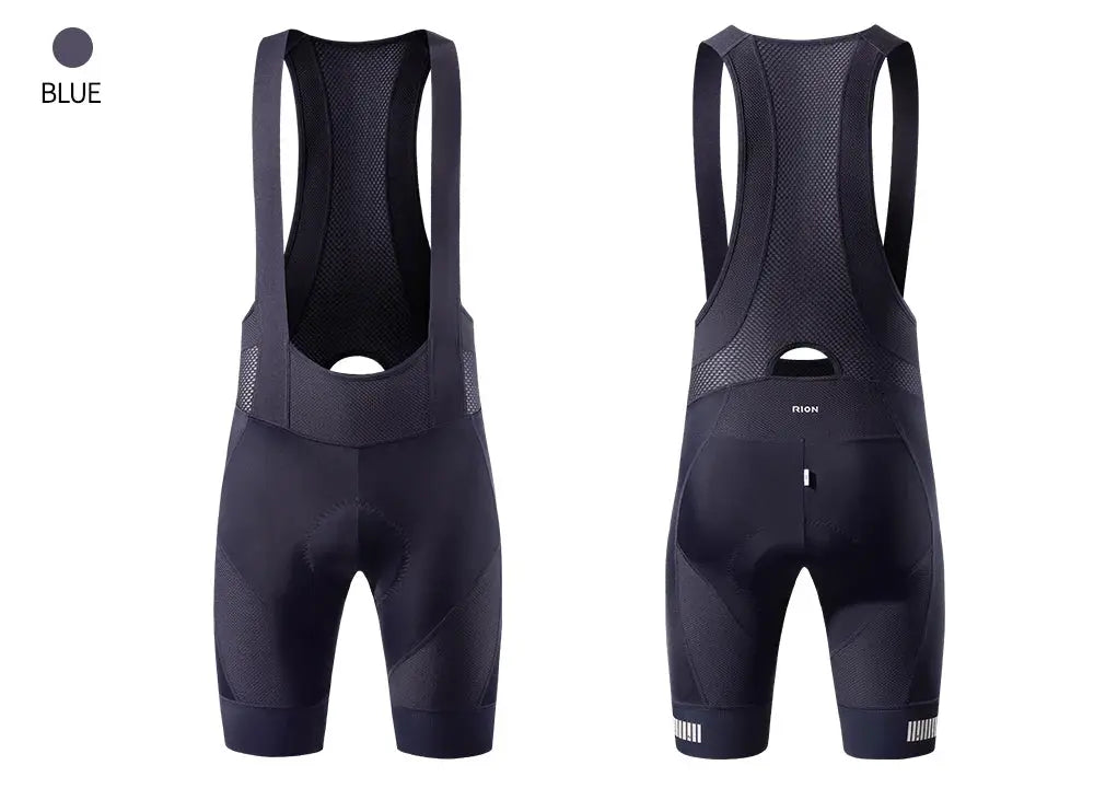 RION blue men's cycling bib shorts with mesh back and padded seat by Simples Market
