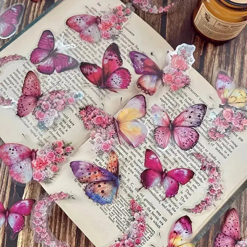 30 Pcs Butterfly and Flower Themed DIY Decorative Sticker Pack for Scrapbooks Journals Planners Labels