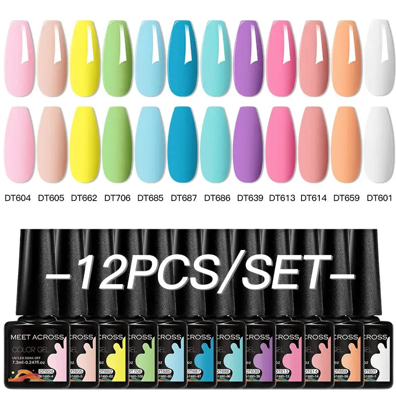 Meet Across 12-piece gel nail polish set by Simples Market in assorted colors
