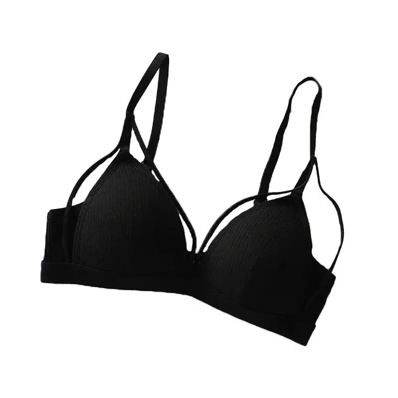 Simples Market black wire-free triangle-cup bra with adjustable straps