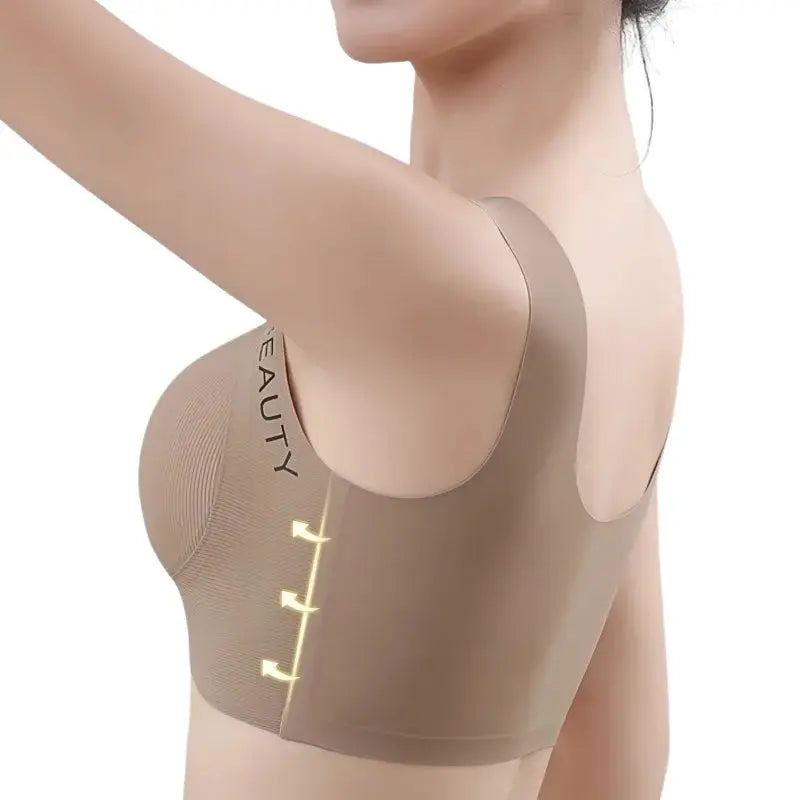 Simples Market ribbed wireless bra, seamless beige with wide straps