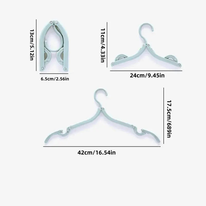Foldable portable blue clothes hanger set by Simples Market, 5/10pcs, travel-friendly collapsible wardrobe rack