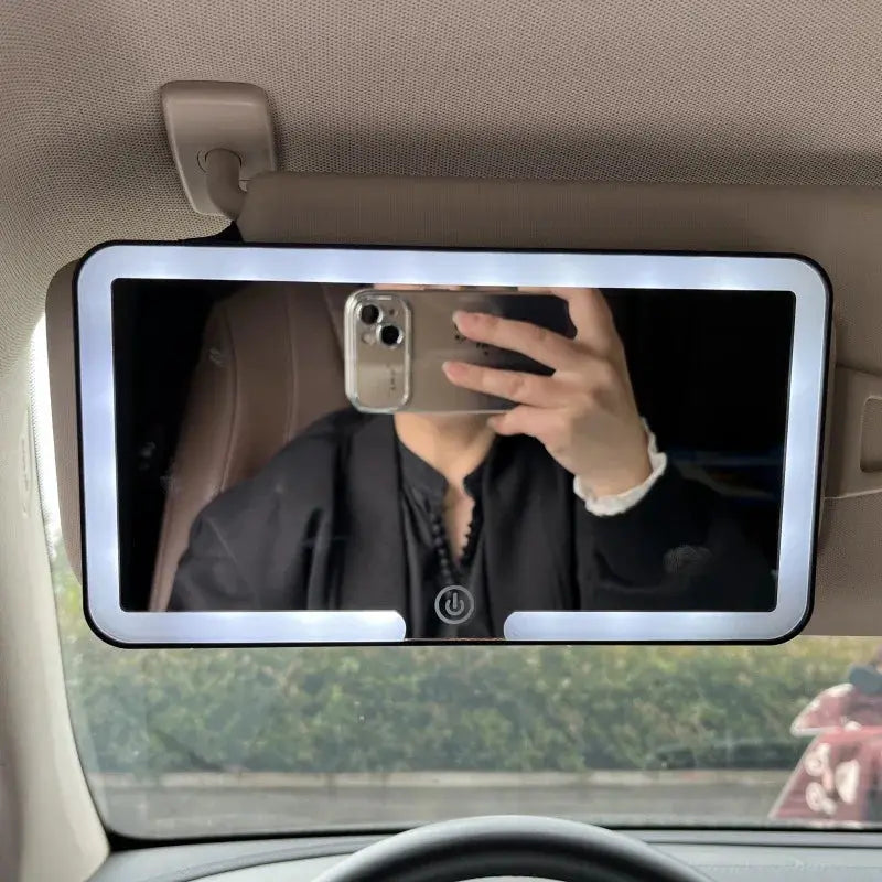 Car Sun Visor LED Makeup Mirror Rechargeable Fill Light For Women And Girls Universal Thin Vanity Mirror