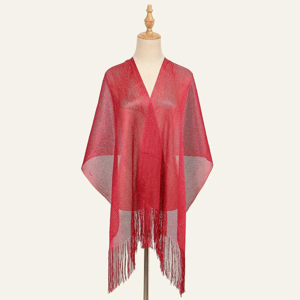 Glitter Shawl Banquet Style For Party And Evening Wear Gold And Silver Shiny Knit Scarf With Tassel
