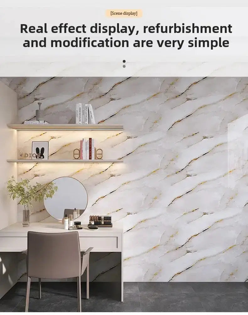 Self-adhesive wallpaper tile stickers, 30x30cm, waterproof marble-style with gold veins, Simples Market.
