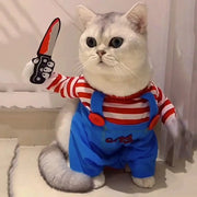 Funny Cat And Dog Halloween Costume Jumpsuit For Small To Medium Pets Soft Warm Cat Coat Cosplay Outfit