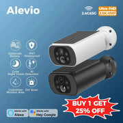 ALEVIO 2.5K Outdoor Solar Wireless Camera with AI Detection Human Pet Vehicle PIR Motion Light Night Vision and Battery