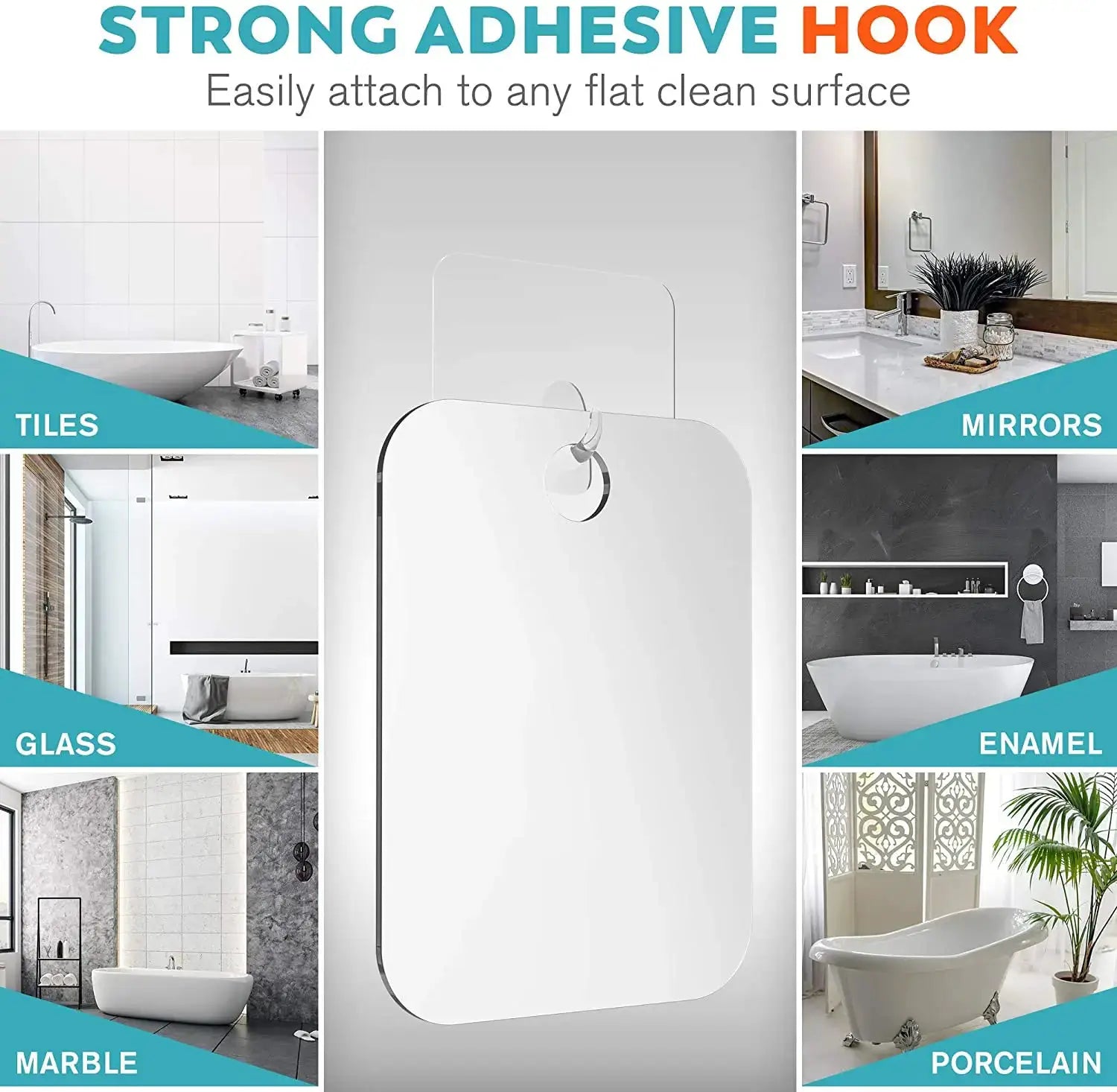 Acrylic fogless shower mirror by Simples Market; anti-fog travel bathroom accessory.