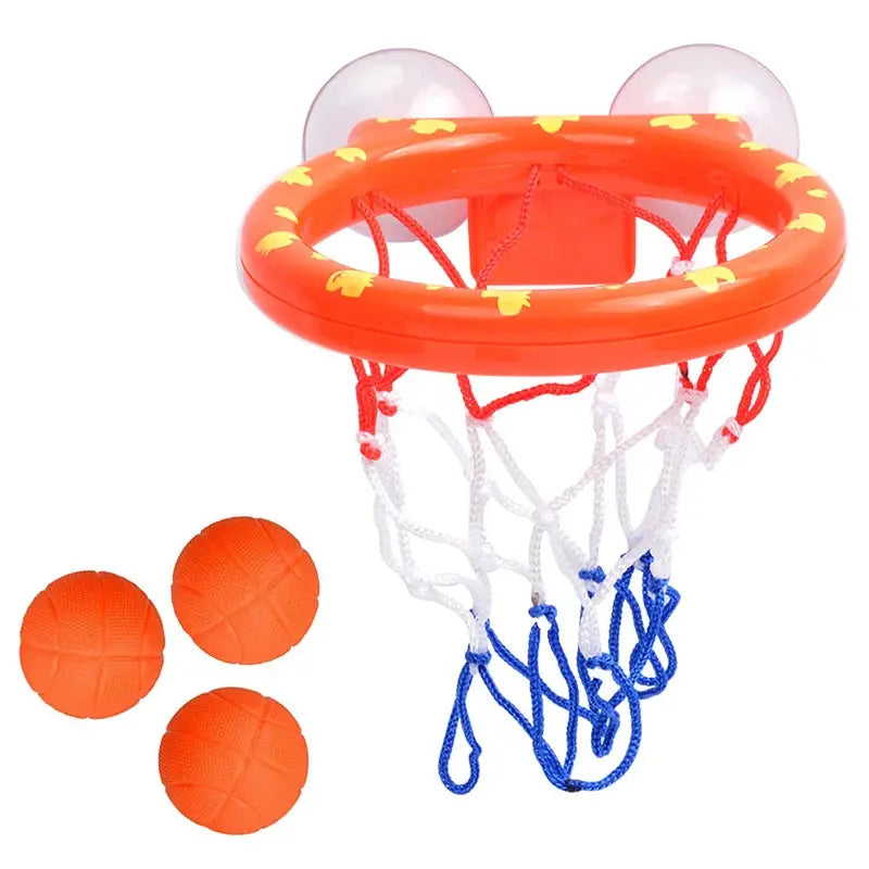 Baby Bath Time Toy Mini Shooting Basket Frame Set With 3 Balls For Kids Bathtub Water Game