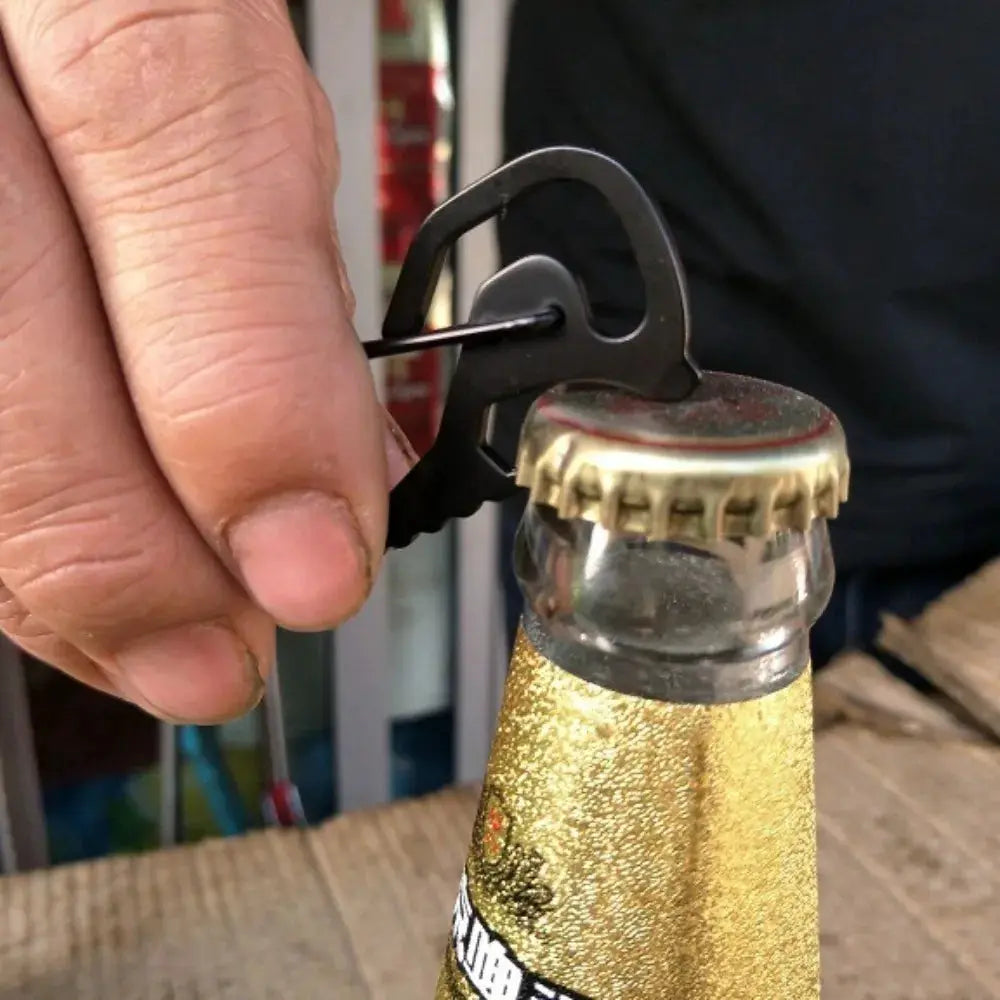 Black bottle opener multifunctional carabiner with hex driver for outdoor keychain