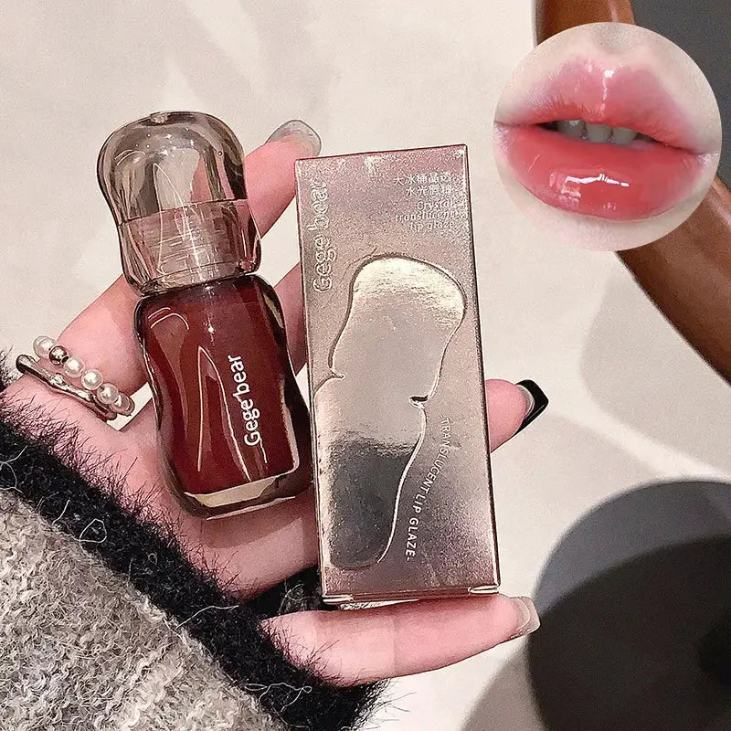 Gege Bear Crystal Gloss Lip Tint Autumn Winter Hydrating Formula Mirror Gloss Finish Youthful Plumping Effect