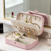 Portable MultiCompartment Jewelry Box With Velvet Lining Pink Travel Friendly Jewelry Organizer For Accessories