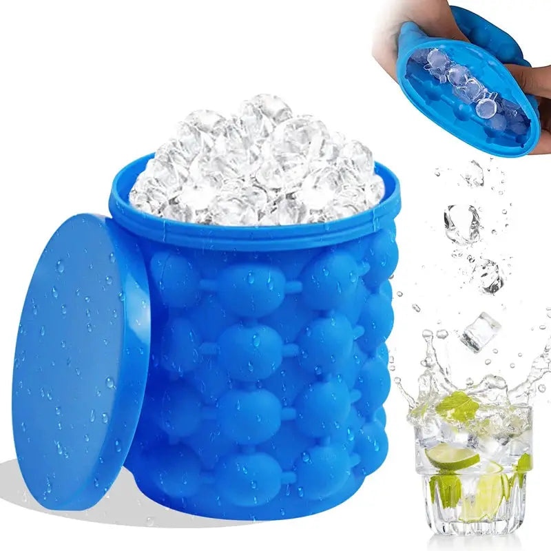 2 In 1 Silicone Ice Bucket And Ice Cube Mold For Quick Freezing And Easy Serving, Ideal For Bars And Parties