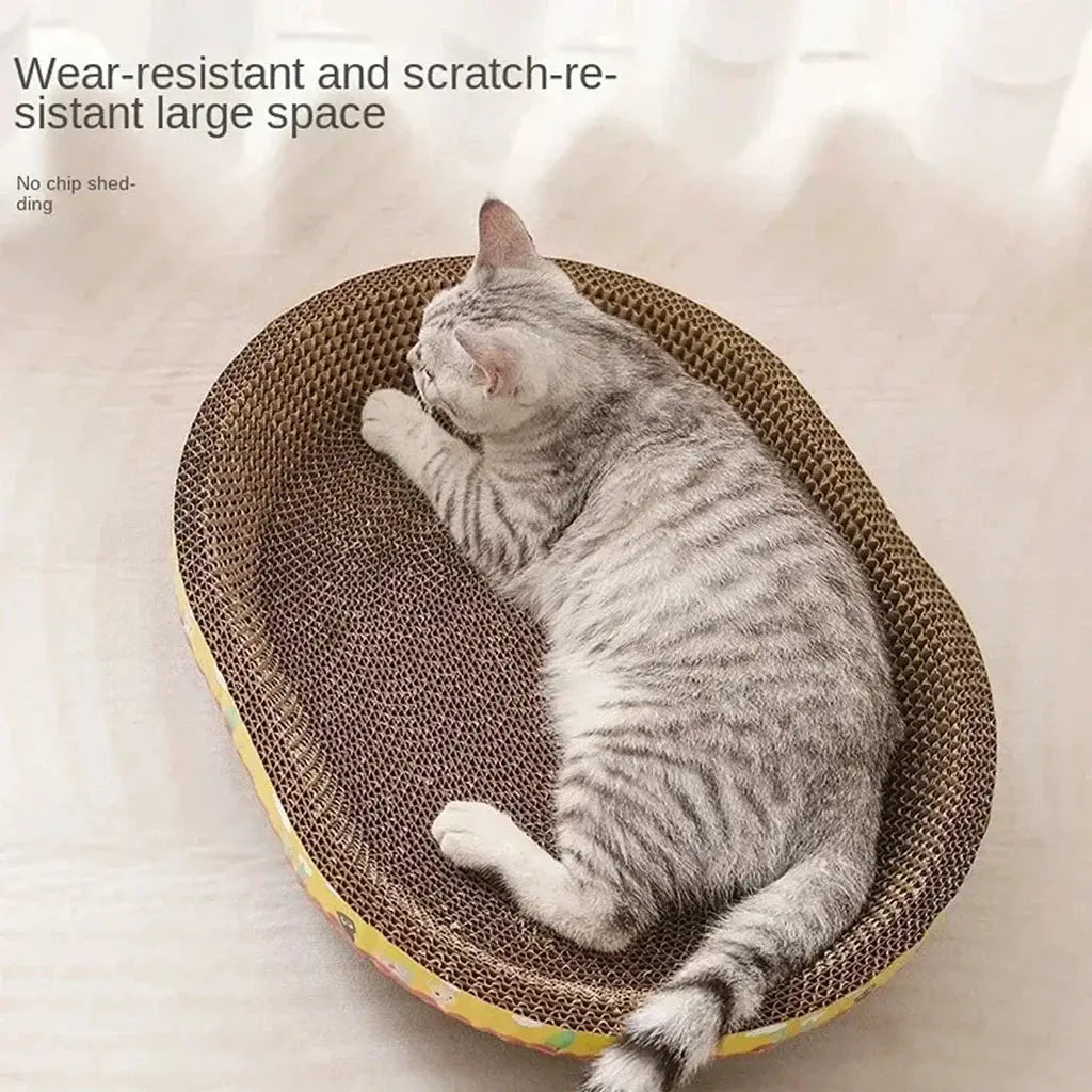 Cat scratching board nest, oval brown corrugated paper pad for claws, wear-resistant Simples Market
