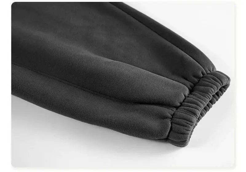 ZODF fleece sweatpants, black 345gsm fabric with elastic cuffs for unisex joggers
