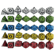 DNDGame Polyhedral Dice Set With Textured Pattern 7 Piece D4 D6 D8 D10 Percentile Die D12 D20 For RPG Tabletop Games