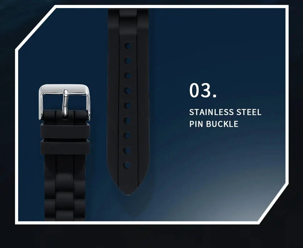 BERNY diver watch with black rubber strap and stainless steel pin buckle