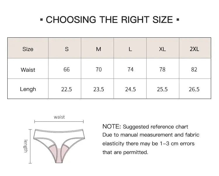 New design seamless low-waist leak-proof 4-layer menstrual panties thong by Simples Market with S–2XL size chart