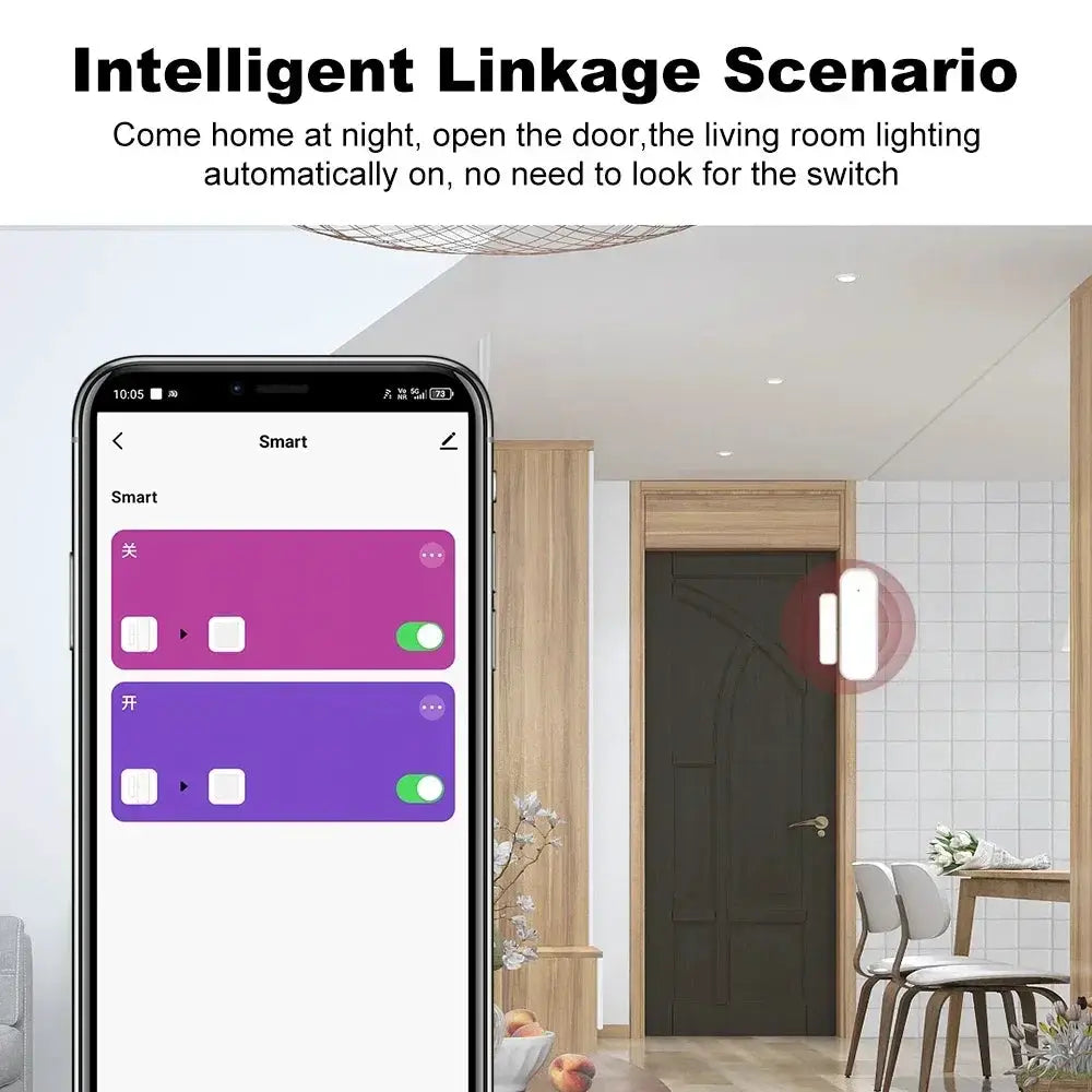 Simples Market Zigbee door/window sensor in white; open/closed detector compatible with Tuya Smart Life.