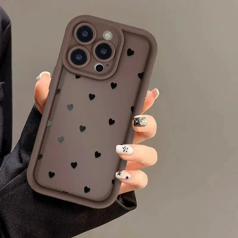 Love Heart IPhone Case Soft TPU Silicone Shockproof Protective Cover With Full Coverage