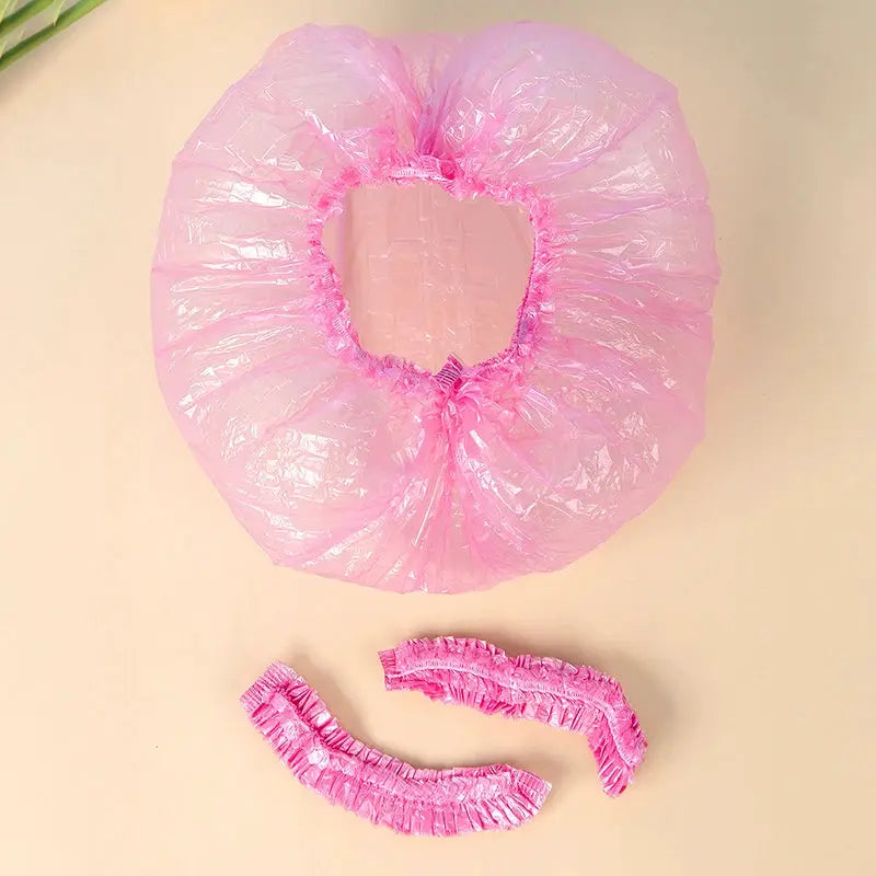 80 Pack Waterproof Disposable Shower Caps For Women With Elastic Band Thickened PE Plastic Head Cover For Hair Dye