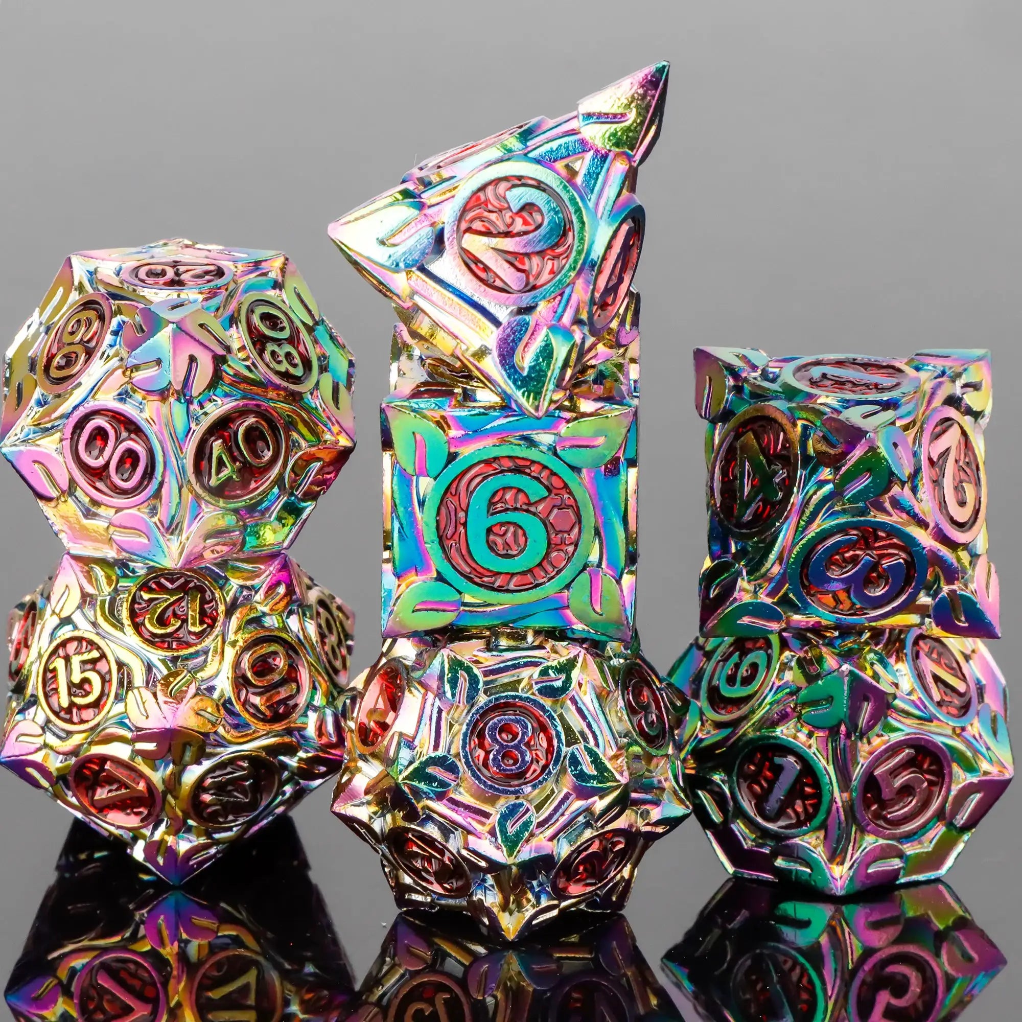 Skull And Dragon Metal Dice Set For Dungeons And Dragons Polyhedral Dice For Tabletop RPGs