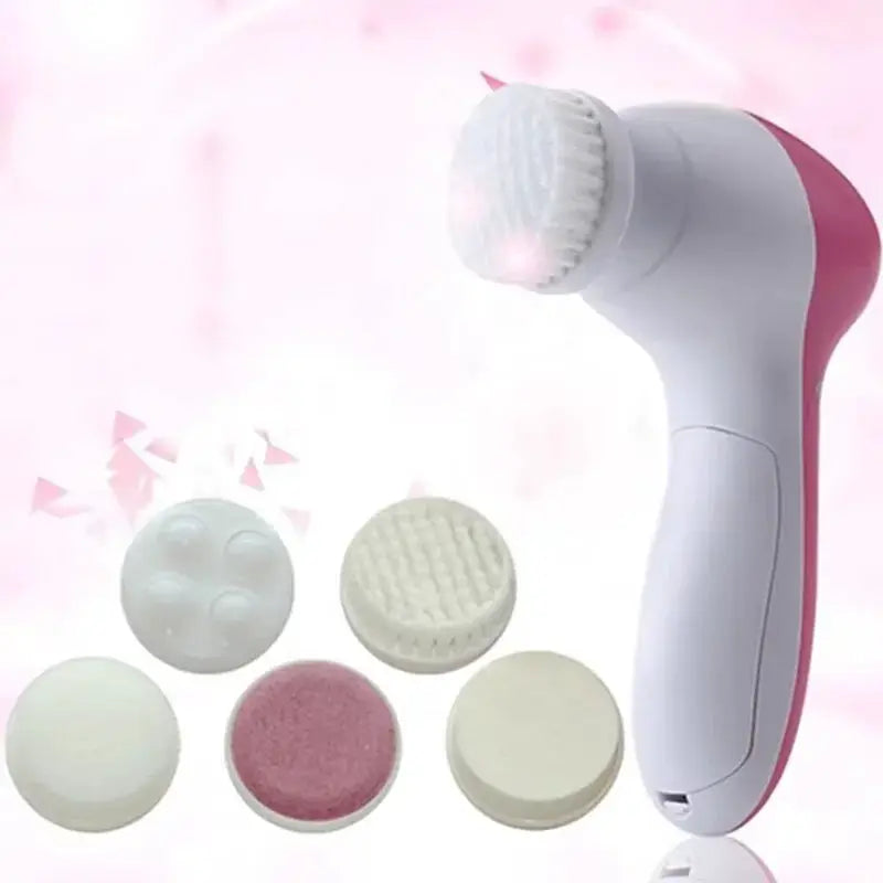 Electric 5 In 1 Facial Cleanser Brush Spa Skin Care Massager For Blackhead Removal And Gentle Facial Cleansing