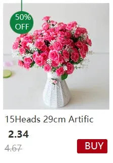 Artificial pink flower bouquet with 15 heads in a white wicker vase