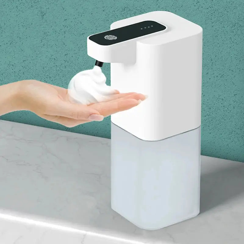Automatic touchless soap dispenser with infrared sensor, Simples Market white body and clear reservoir