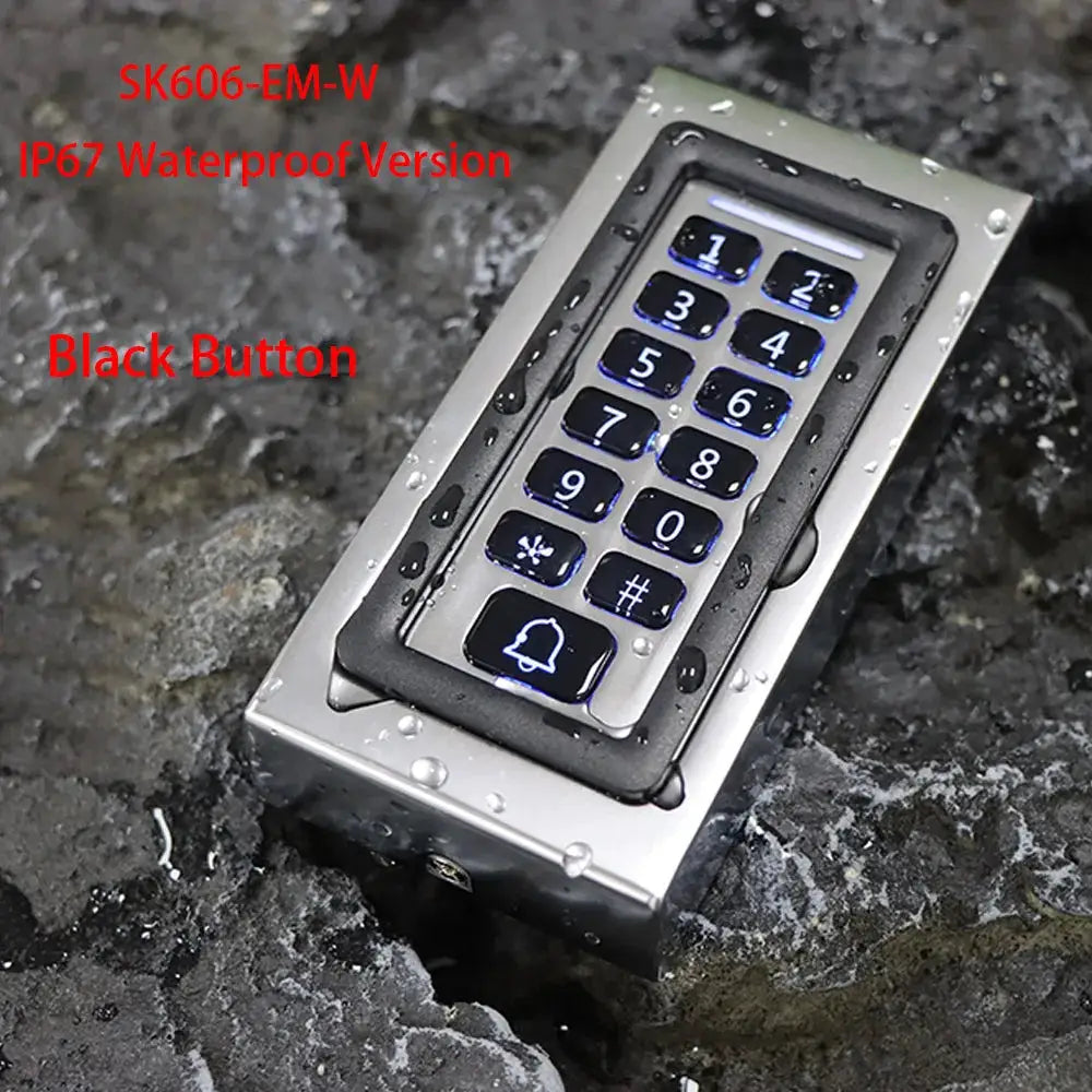 LED backlit metal keypad RFID reader, 125kHz Wiegand access, IP67 waterproof