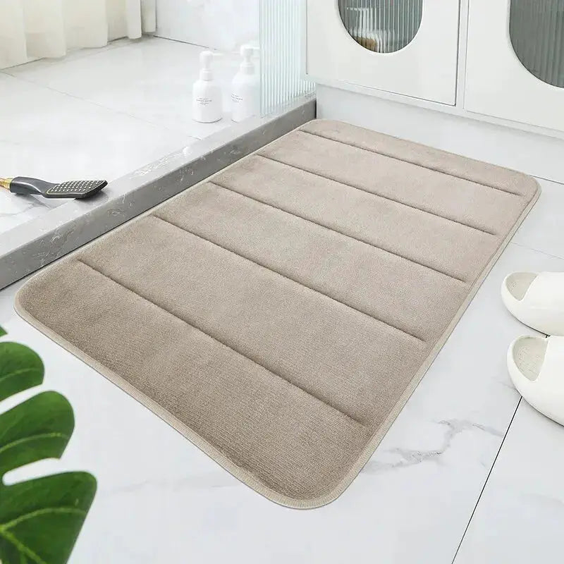 Simples Market coral velvet bathroom mat, beige anti-skid, machine washable toilet floor mat.
