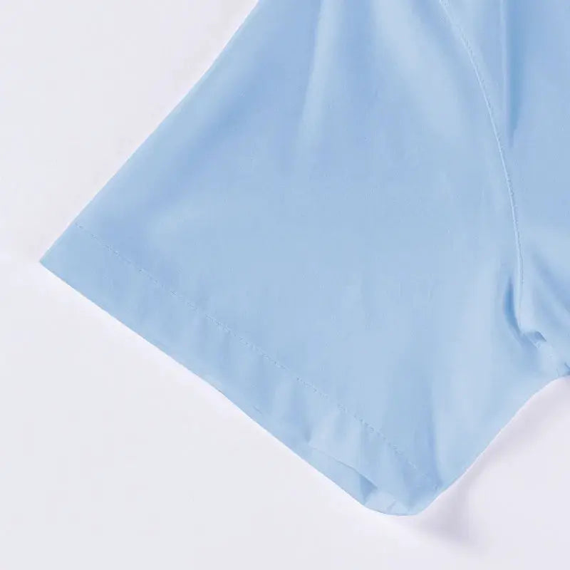 Men's light blue solid-color short-sleeve shirt, no-iron, Simples Market