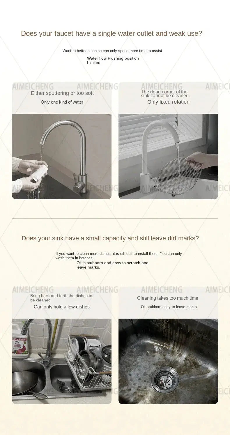 Stainless steel waterfall kitchen sink with left-side drainage, featuring a tall arched faucet and dish rack.