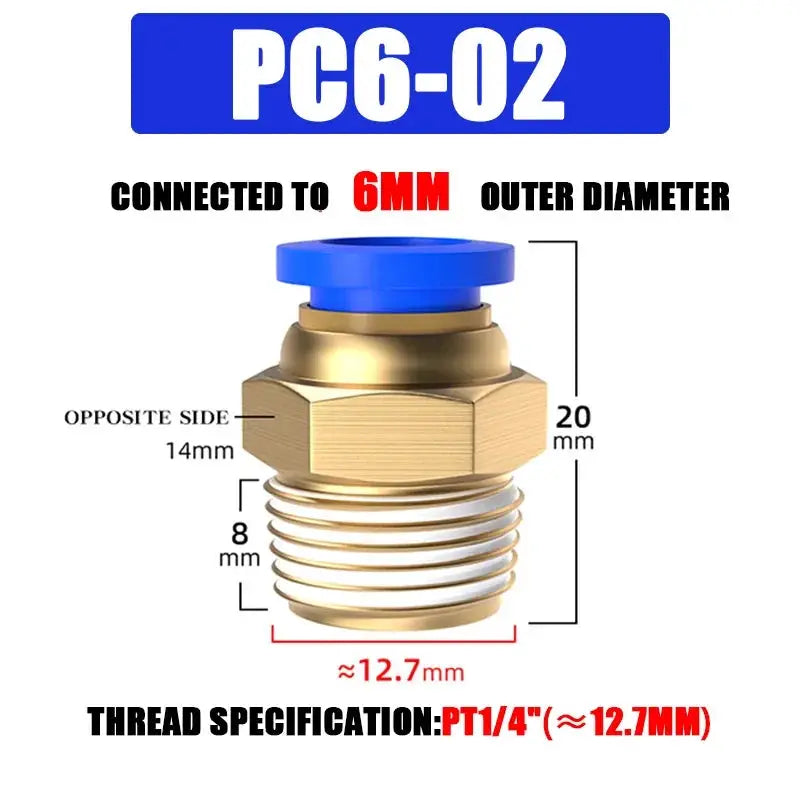 Pneumatic Fitting Air Connector Set PC4 PC6 PC8 PC10 PC12 Quick Connectors For 4 6 8 10 12 Mm Hose Fittings Inch Thread