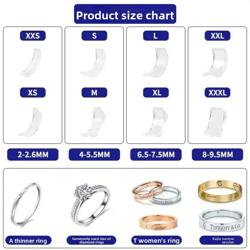 Soft Silicone Ring Size Adjuster 8 Piece Set Non Slip Comfort for Engagement Wedding Jewelry Making