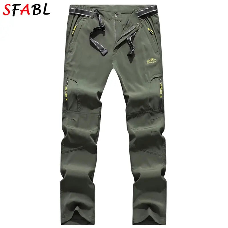 SFABL hiking pants for men in olive green, 5XL, quick-dry waterproof with zip pockets by Simples Market