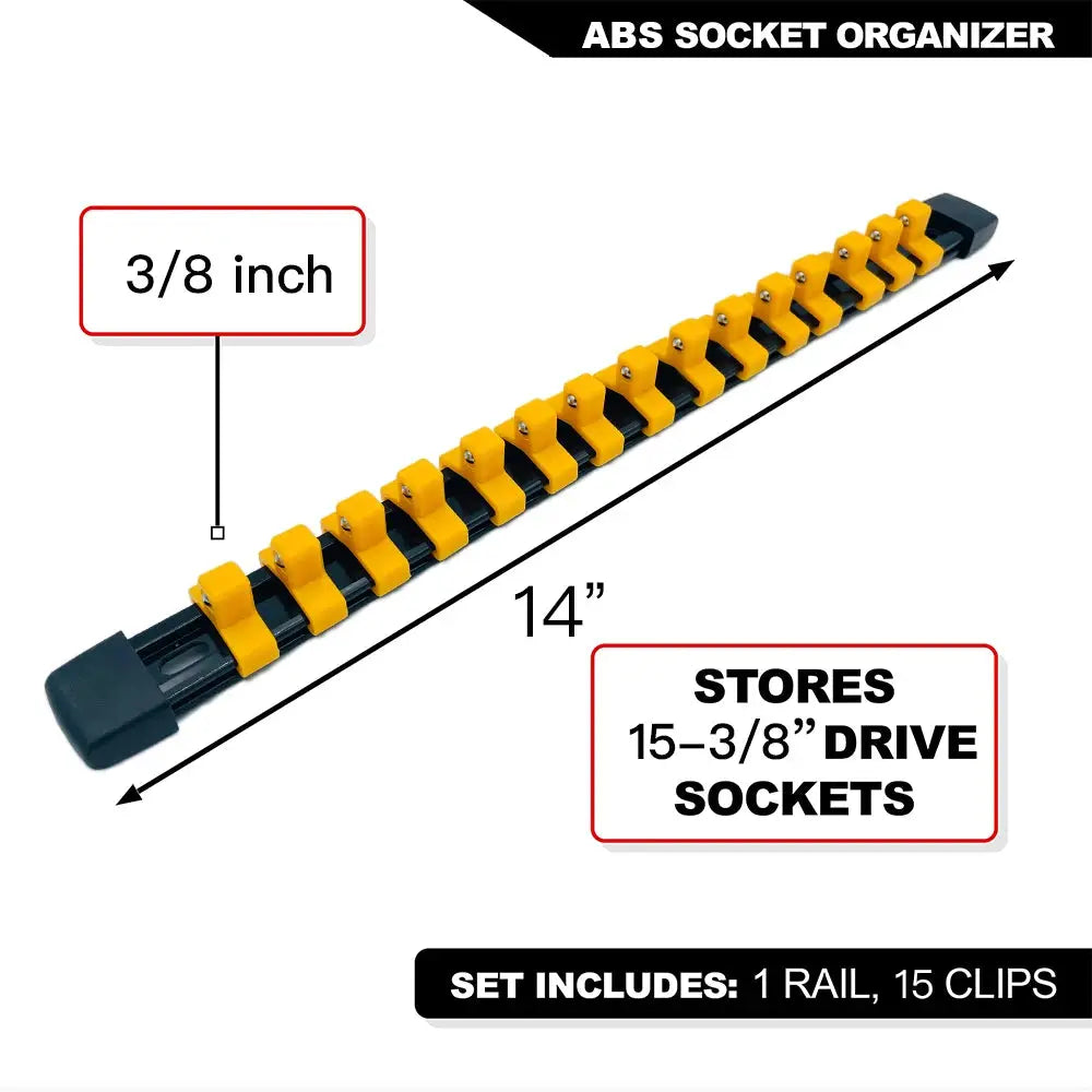 Durable Plastic Socket Organizer Rail Bracket For Quarter Inch Three Eighths And Half Inch Wrenches