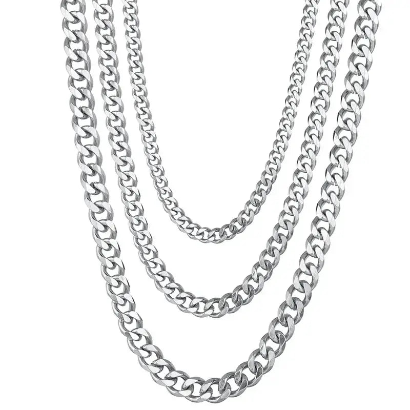 3.5 To 7mm Wide Stainless Steel Cuban Link Necklace For Men And Women Hip Hop Fashion Accessory