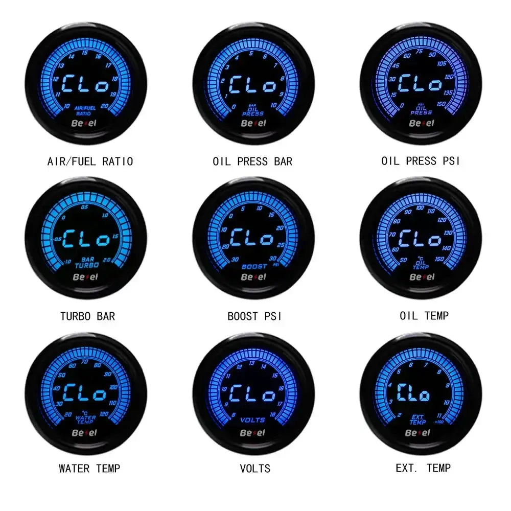 52mm blue backlit car gauge set with 9 gauges from Simples Market