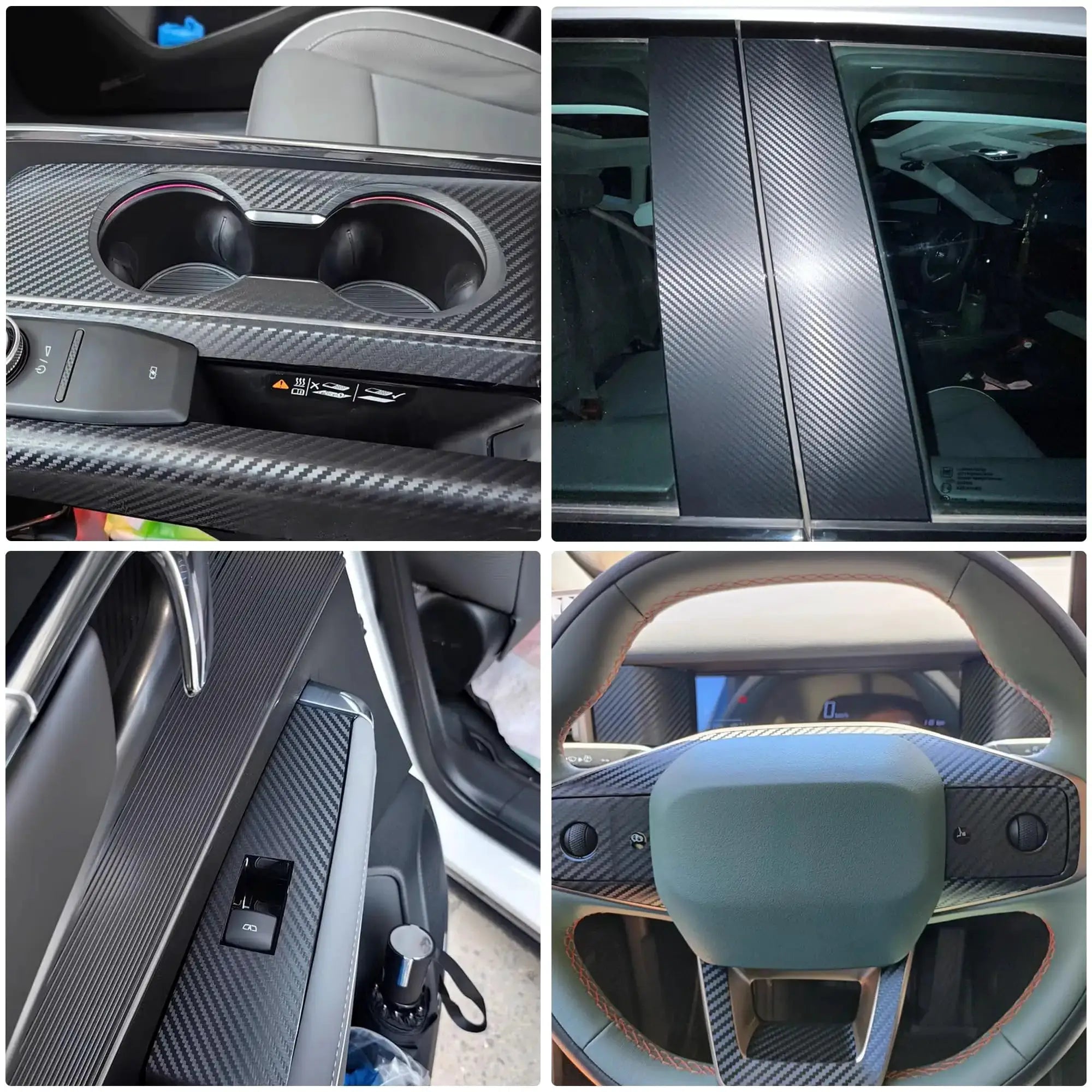 Carbon fiber car wrap tape by Simples Market, matte black self-adhesive 3D vinyl film