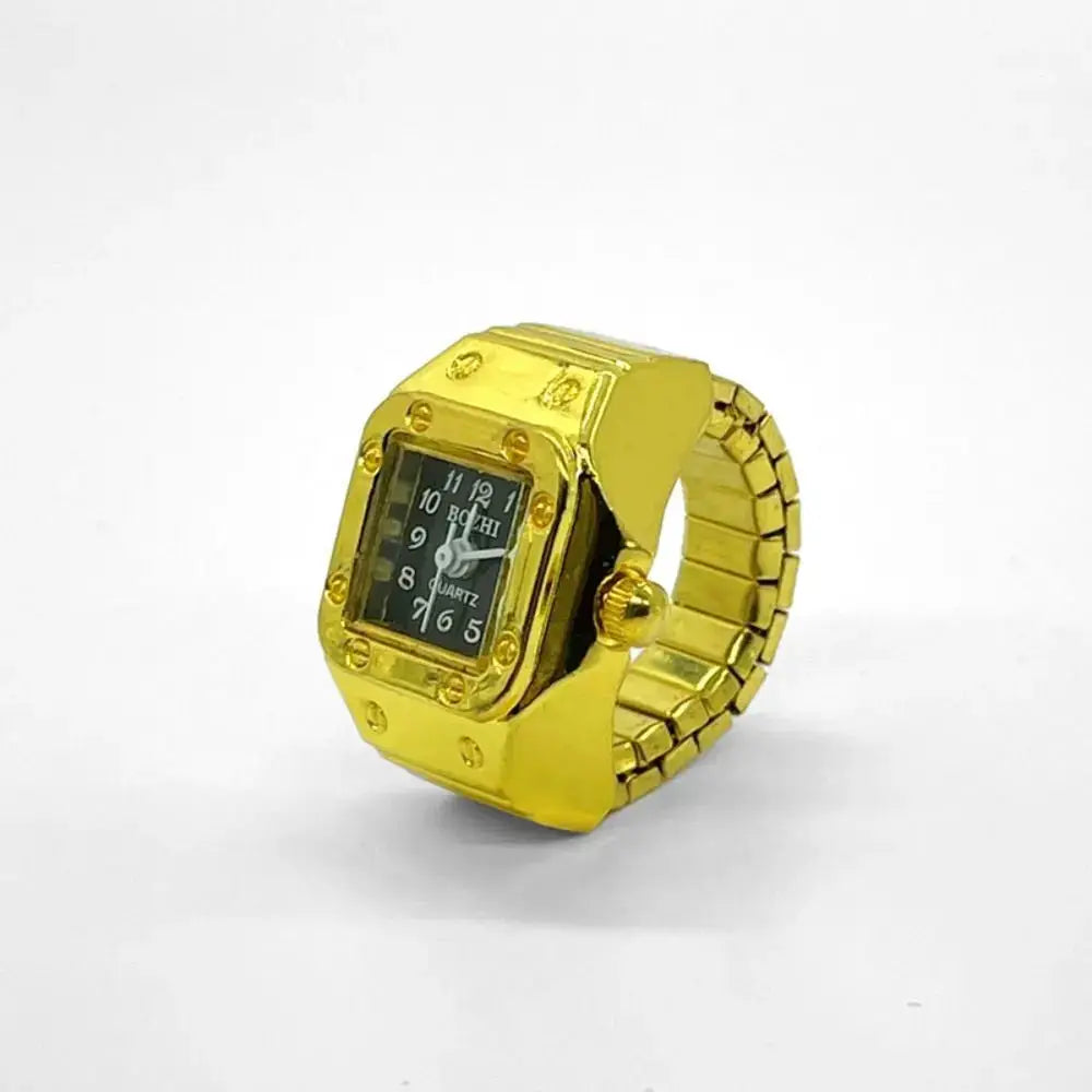RetroPulse Heart Ring Watch With Adjustable Elastic Strap For Finger Sizes And Vintage Punk Roman Quartz Movement