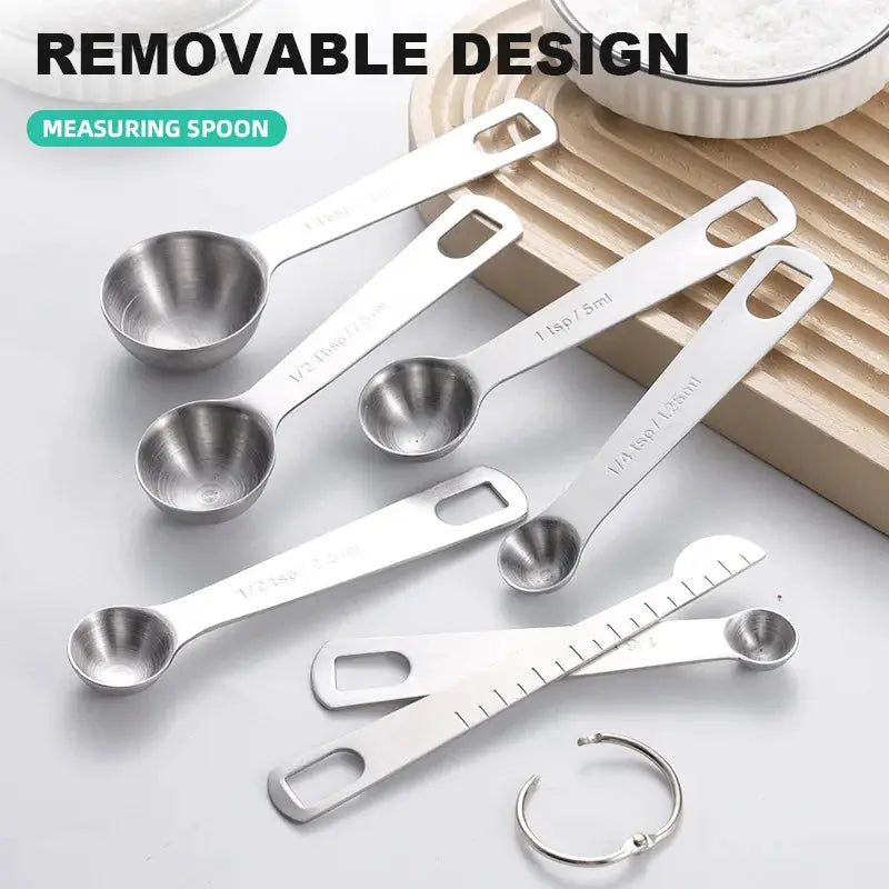 KitchenCraft Stainless Steel Measuring Spoon Set 4 6 7 8 Piece With Scale Durable Food Grade Kitchen Tools
