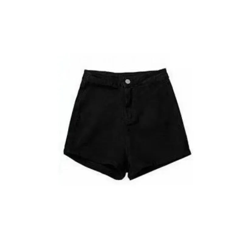 Women's black casual ultra-short shorts with button closure
